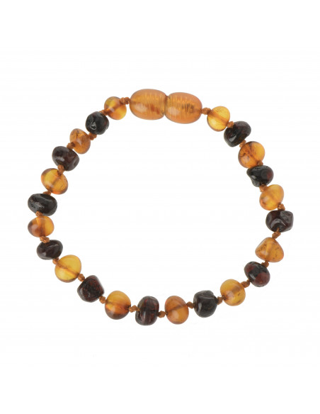 Cognac & Cherry Polished Baroque Baltic Amber Teething Bracelet-Anklet