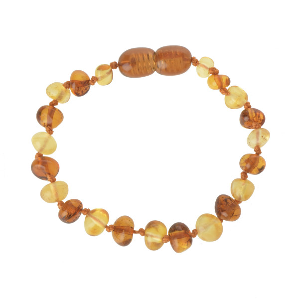 Cognac & Lemon Polished Baroque Baltic Amber Beads Teething Bracelet-Anklet for Baby