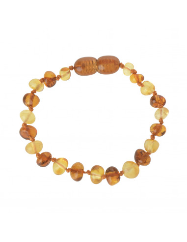 Cognac & Lemon Polished Baroque Baltic Amber Beads Teething Bracelet-Anklet for Baby