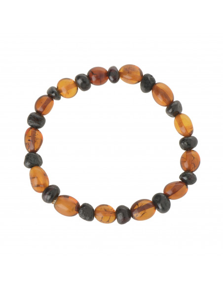 Cognac Olive &  Cherry Baroque Polished Baltic Amber Teething Bracelet-Anklet for Baby