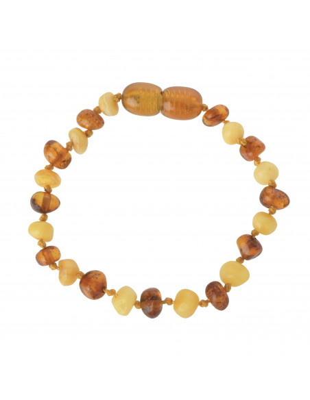 Milky & Cognac Polished Baroque Baltic Amber Teething Bracelet-Anklet for Baby
