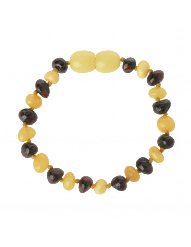 Milky & Cherry Polished Baroque Baltic Amber Teething Bracelet-Anklet for Baby