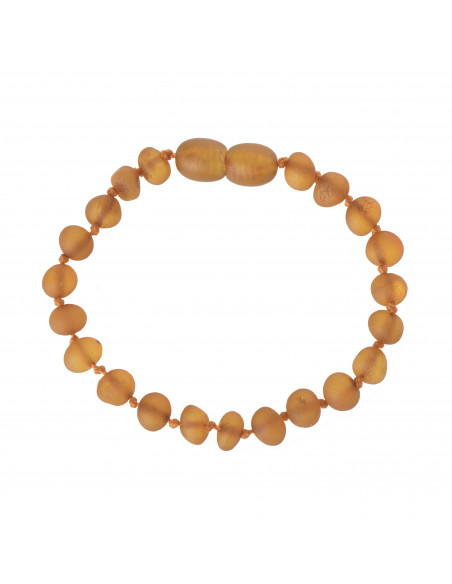 Cognac Raw Baroque Baltic Amber Teething Bracelet-Anklet for Baby