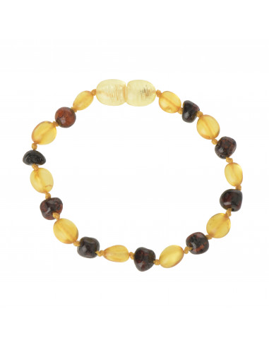 Lemon Olive & Cherry Baroque Polished Baltic Amber Teething Bracelet-Anklet for Baby