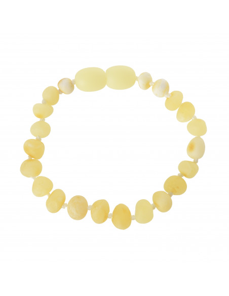Raw Milky Baroque Baltic Amber Teething Bracelet-Anklet for Baby