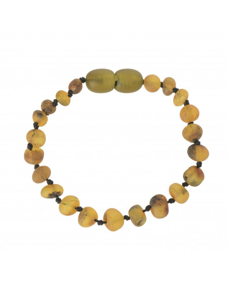 Raw Green Baroque Baltic Amber Teething Bracelet-Anklet for Baby