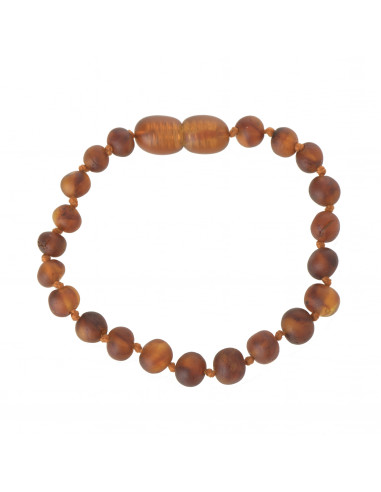 Cognac Raw Baroque Baltic Amber Teething Bracelet-Anklet for Baby