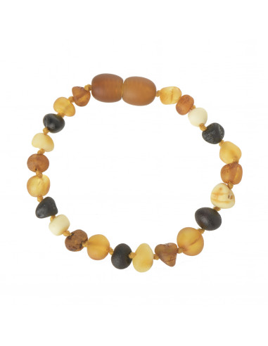 Multi Color Raw Baroque Baltic Amber Teething Bracelet-Anklet for Baby