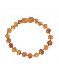 Cognac Raw & Cognac Polished Baroque Baltic Amber Teething Bracelet-Anklet for Baby