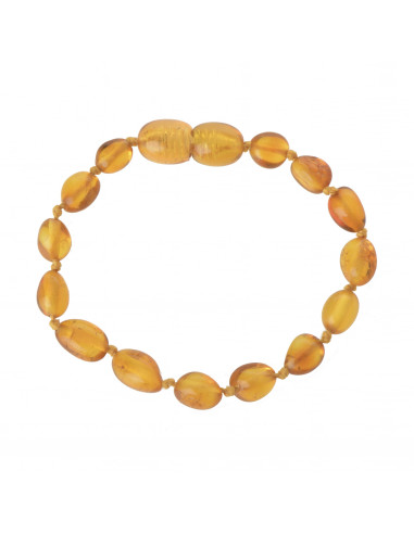 Honey Olive Polished Baltic Amber Teething Bracelet-Anklet for Baby