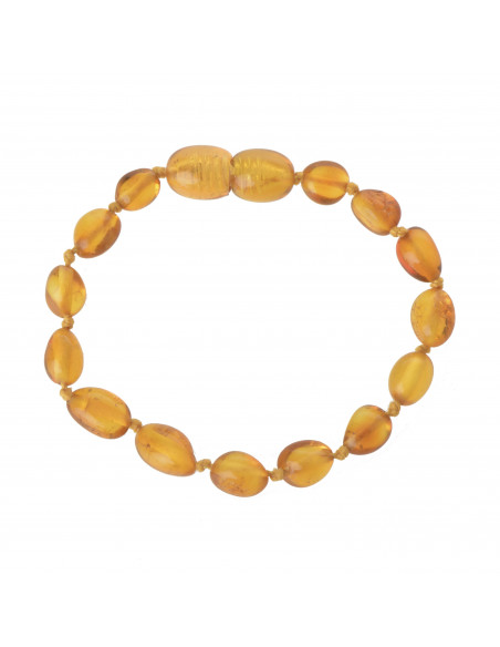 Honey Olive Polished Baltic Amber Teething Bracelet-Anklet for Baby