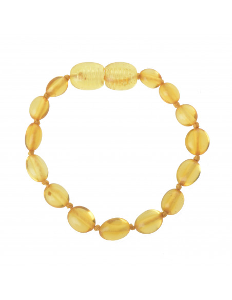 Lemon Olive Polished Baltic Amber Teething Bracelet-Anklet for Baby