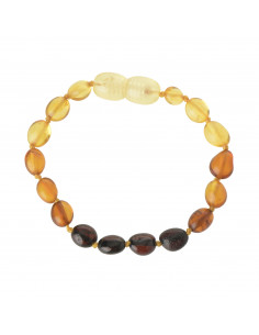Rainbow Olive Polished Baltic Amber Teething Bracelet-Anklet for Baby