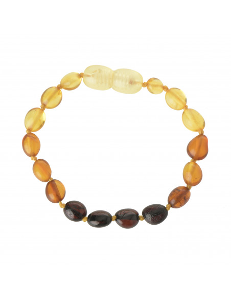 Rainbow Olive Polished Baltic Amber Teething Bracelet-Anklet for Baby