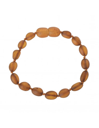 Cognac Olive Raw Baltic Amber Teething Bracelet-Anklet for Baby