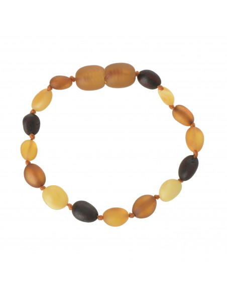 Multi Olive Raw Baltic Amber Teething Bracelet-Anklet for Baby