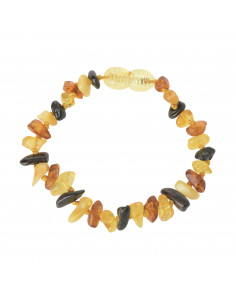 Multi Chip Style Polished Baltic Amber Teething Bracelet-Anklet for Baby
