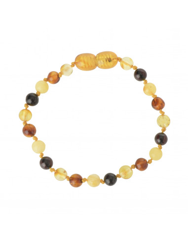 Multi color Round Amber Beads Teething Bracelet-Anklet for Baby