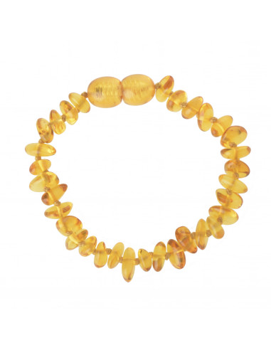 Lemon Half Baroque Polished Baltic Amber Teething Bracelet-Anklet for Baby