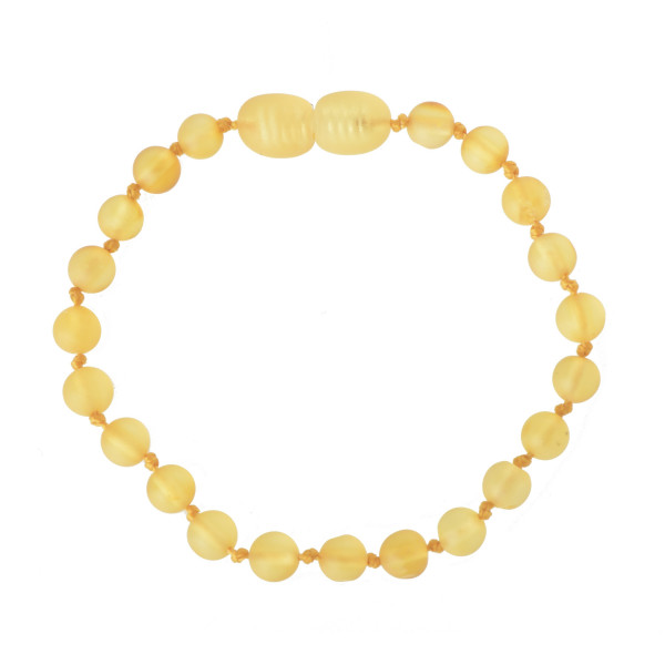 Raw Lemon Round Baltic Amber Teething Bracelet-Anklet for Baby