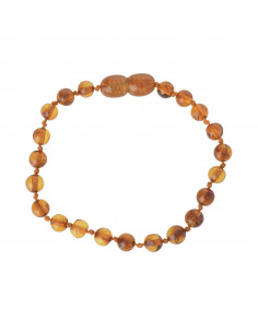 Cognac Round Baltic Amber Teething Bracelet-Anklet for Baby