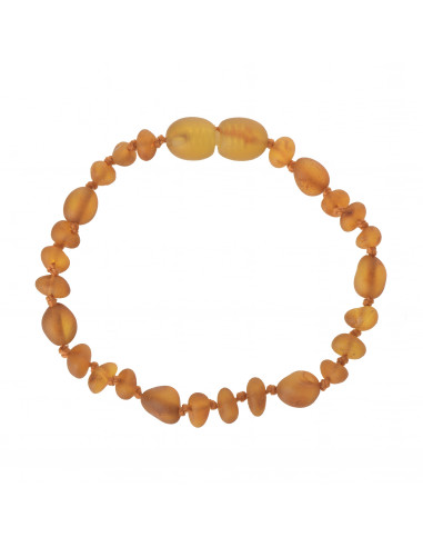 Cognac Half Baroque & Olive Raw Baltic Amber Teething Bracelet-Anklet for Baby