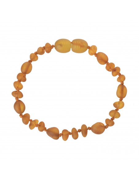 Cognac Half Baroque & Olive Raw Baltic Amber Teething Bracelet-Anklet for Baby