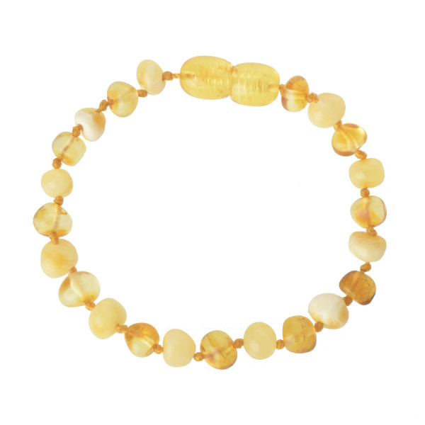 Milky & Honey Polished Baroque Baltic Amber Teething Bracelet-Anklet for Baby