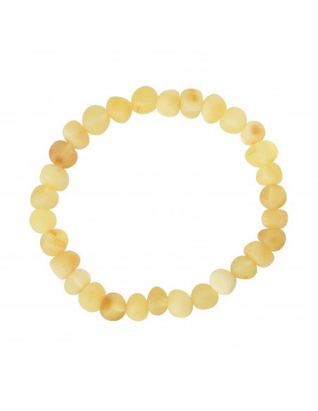 Milky & Lemon Baroque Raw Baltic Amber Beads Bracelet for Adult