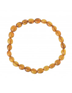 Cognac Olive Polished Baltic Amber Beads Bracelet for Adult