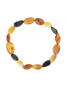Multi Color & Milky Olive Polished Amber Beads Bracelet for Adult