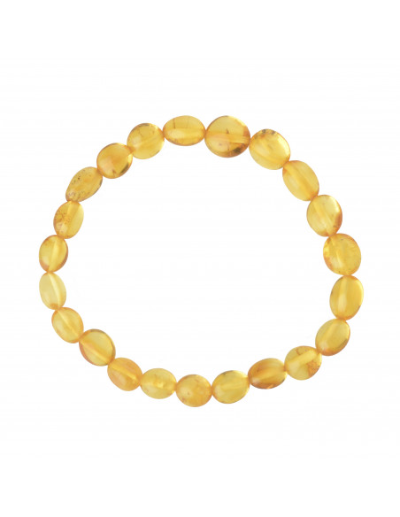 Honey Olive Polished Baltic Amber Beads Bracelet for Adult