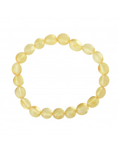 Lemon Olive Polished Baltic Amber Beads Bracelet for Adult