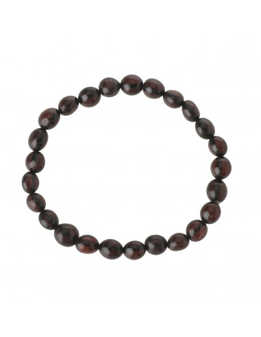 Cherry Olive Polished Baltic Amber Beads Bracelet for Adult