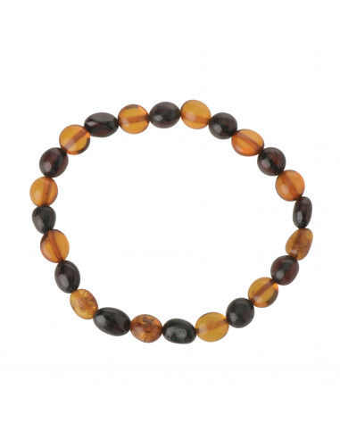 Cherry & Cognac  Olive Polished Baltic Amber Beads Bracelet for Adult