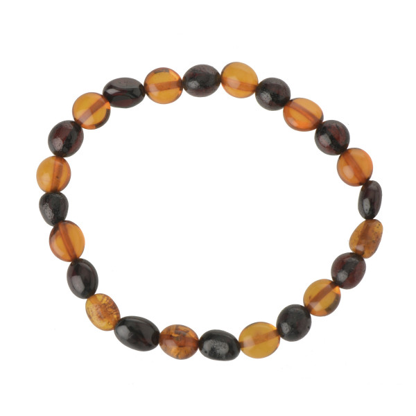 Cherry & Cognac  Olive Polished Baltic Amber Beads Bracelet for Adult