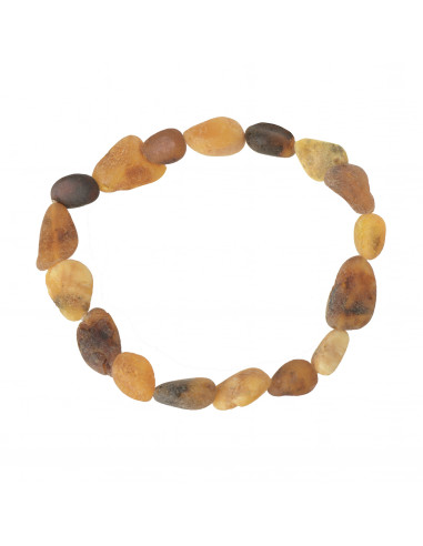 Multi Color Raw Olive Shape Baltic Amber Beads Bracelet for Adult