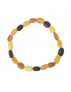 Multi Color Raw Olive Shape Baltic Amber Beads Bracelet for Adult