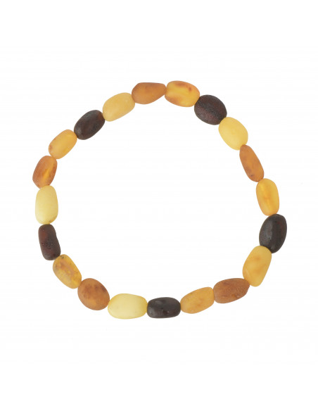 Multi Color Raw Olive Shape Baltic Amber Beads Bracelet for Adult