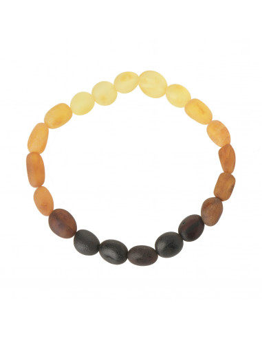 Rainbow Olive Raw Baltic Amber Beads Bracelet for Adult