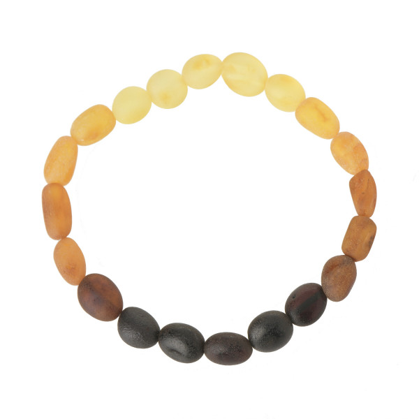 Rainbow Olive Raw Baltic Amber Beads Bracelet for Adult
