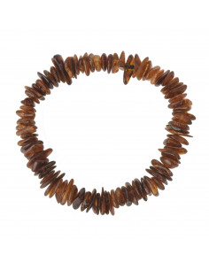 Dark Cognac Chip Polished Amber Beads Bracelet for Adult