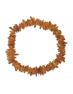 Light Cognac Chip Polished Baltic Amber Beads Bracelet for Adult