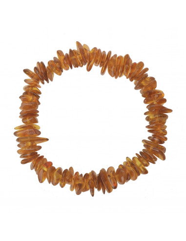 Light Cognac Chip Polished Baltic Amber Beads Bracelet for Adult