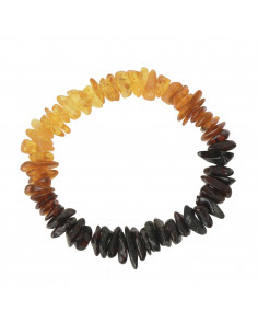 Rainbow Chip Polished Baltic Amber Beads Bracelet for Adult