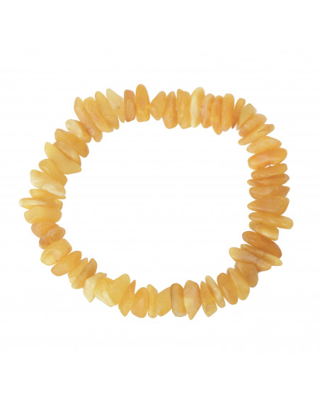 Milky Chip Polished Baltic Amber Beads Bracelet for Adult