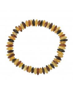 Multi Color Half-Baroque Polished Baltic Amber Beads Bracelet for Adult
