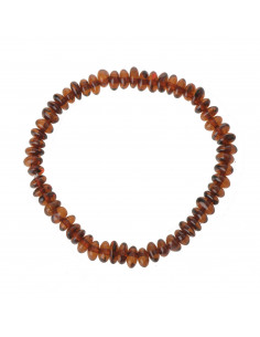 Dark Cognac Half-Baroque Polished Baltic Amber Beads Bracelet for Adult