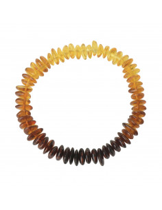 Rainbow Half-Baroque Polished Baltic Amber Beads Bracelet for Adult