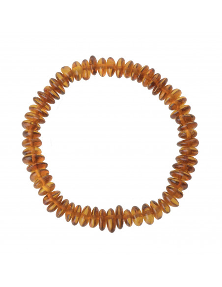 Cognac Half-Baroque Polished Baltic Amber Beads Bracelet for Adult